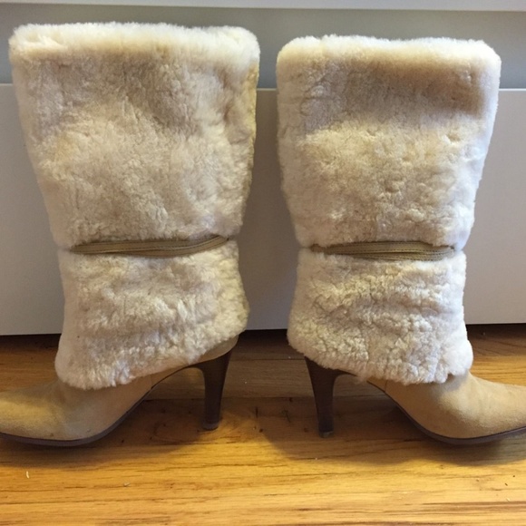 Ralph Lauren Shoes - Ralph Lauren Suede Fur Shearling Heel Boot bootie
